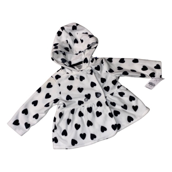 Carter's Other - Carter’s Black and White Heart Polka Dot Hooded Jacket